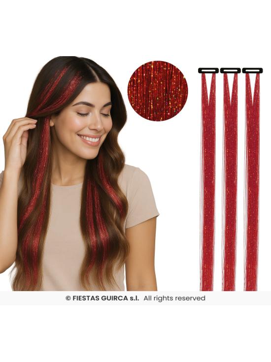 Extensões de cabelo com glitter - Festas Guirca