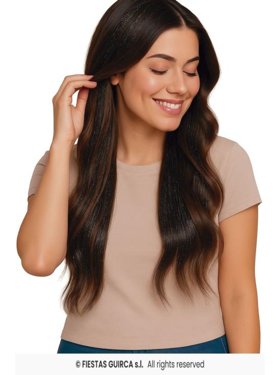 Extensões de cabelo com glitter - Festas Guirca