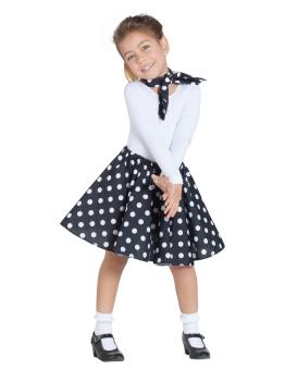 Saia anos 50 preta com lenço tamanho infantil