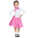 Saia anos 50 rosa com lenço tamanho infantil