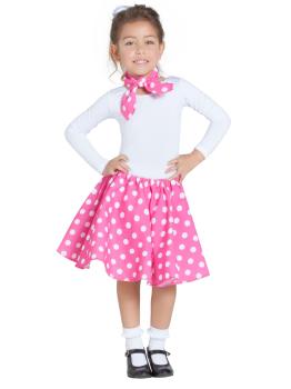 Saia anos 50 rosa com lenço tamanho infantil