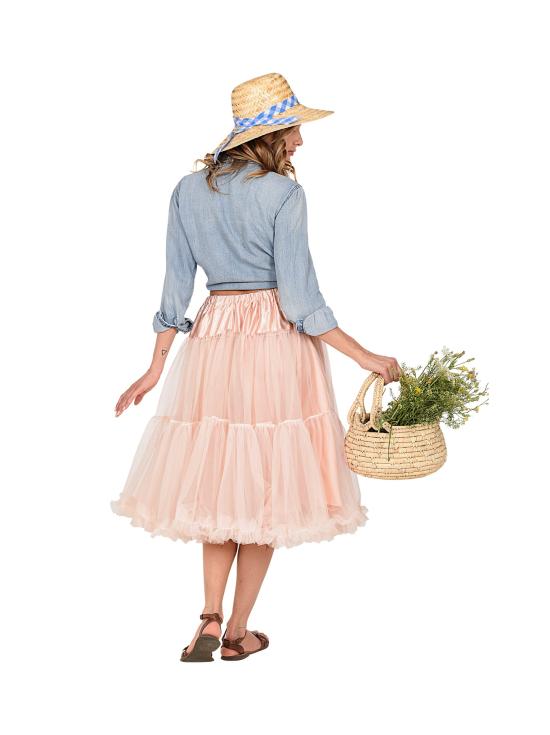 Saia anágua de tule 65 cms cor rosa antigo