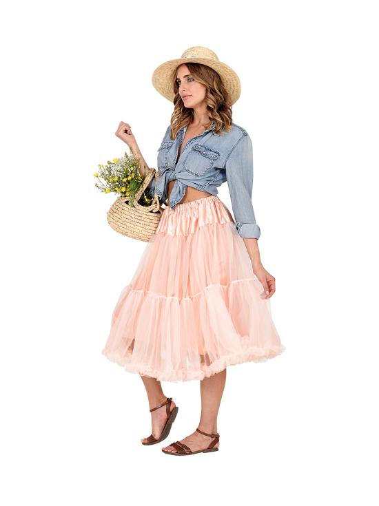 Saia anágua de tule 65 cms cor rosa antigo