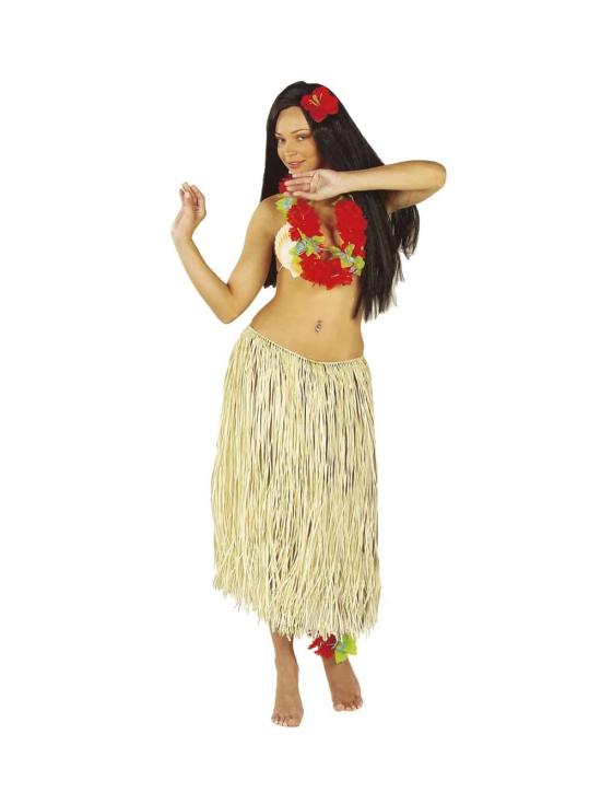 Saia de palha havaiana de luxo, tamanho adulto, 78 cm.