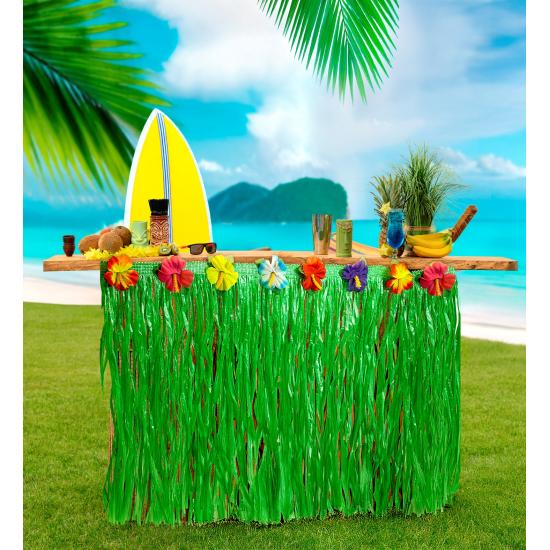 Saia de mesa tropical com flores de hibisco 275x70 cm