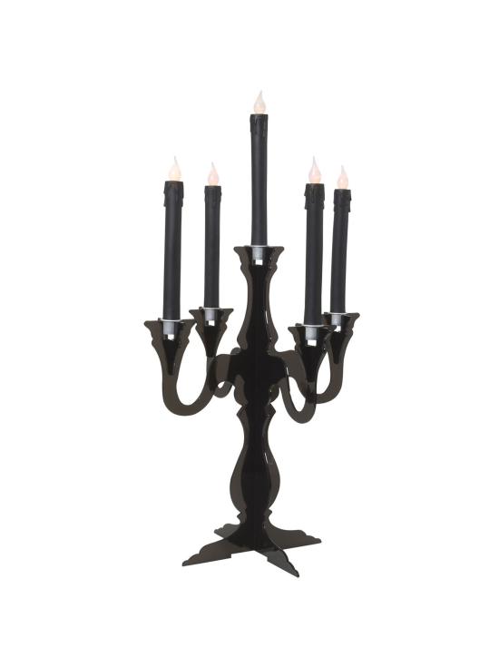 Lanterna preta com vela e luz, 30 cm