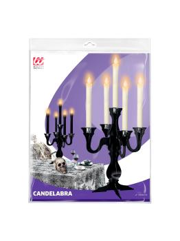 Lanterna preta com vela e luz, 30 cm