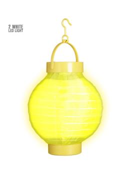 Lanterna em Tecido Amarelo com Luzes Led Brancas 15cms