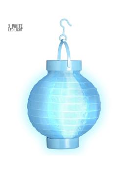 Lanterna em Tecido Azul com Luzes Led Brancas 15cms