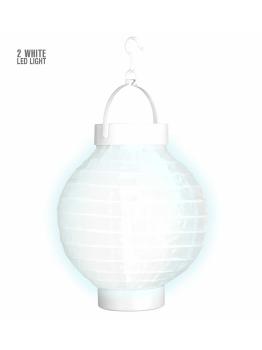 Lanterna em Tecido Branco com Luzes Led Brancas 15cms