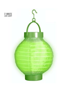 Lanterna em Tecido Verde com Luzes Led Brancas 15cms