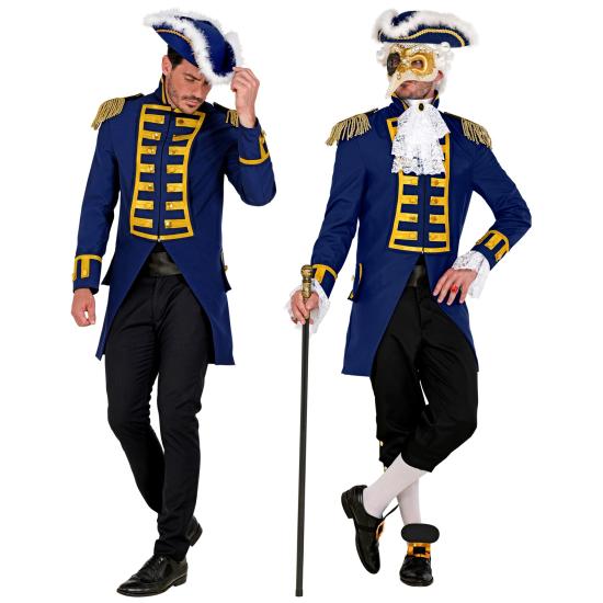 Fraque de desfile de luxo azul adulto