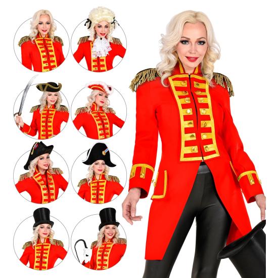 Fraque de desfile de luxo vermelho adulto