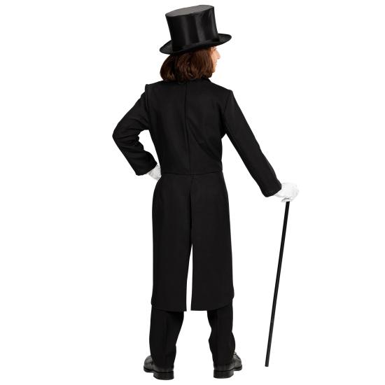 Fraque infantil preto com gola de cetim – Fantasia de mágica e espetáculo para crianças