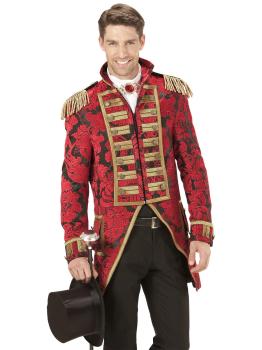 Fraque luxuoso jacquard vermelho adulto