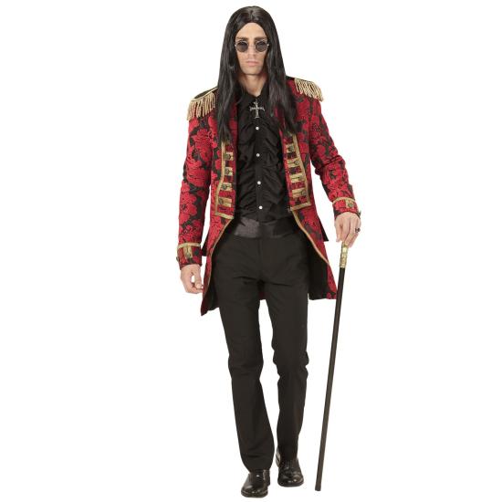 Fraque luxuoso jacquard vermelho adulto