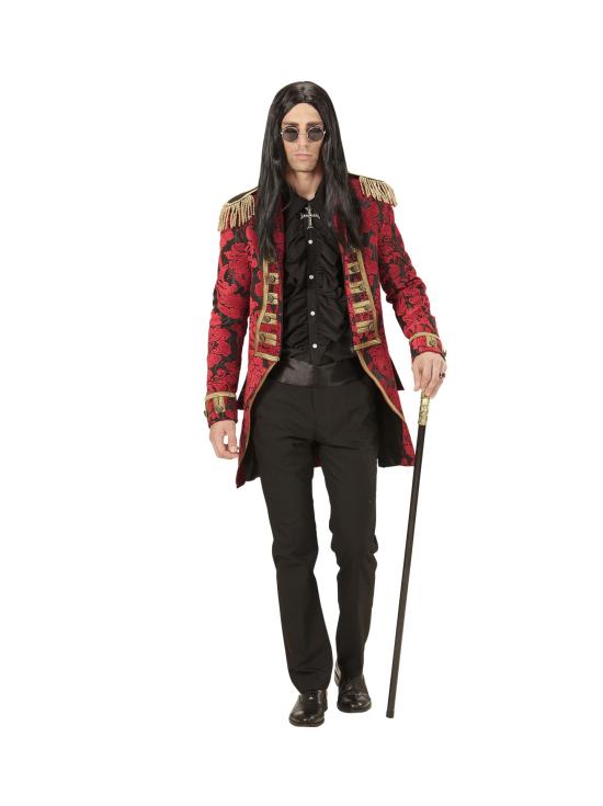 Fraque luxuoso jacquard vermelho adulto