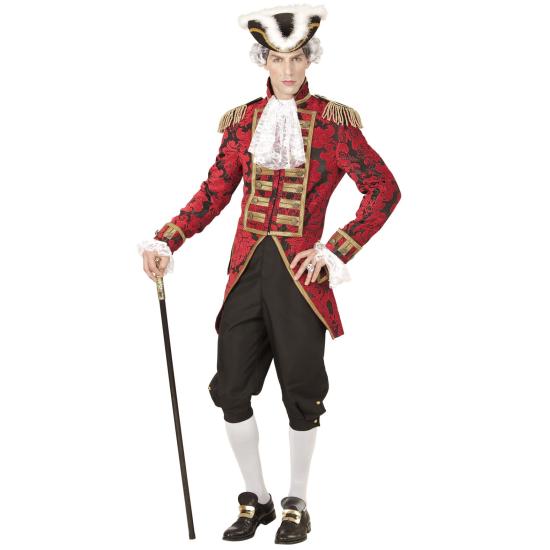 Fraque luxuoso jacquard vermelho adulto