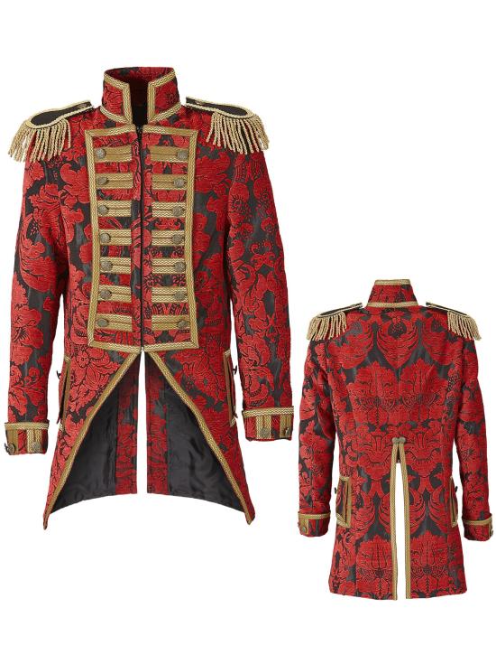 Fraque luxuoso jacquard vermelho adulto