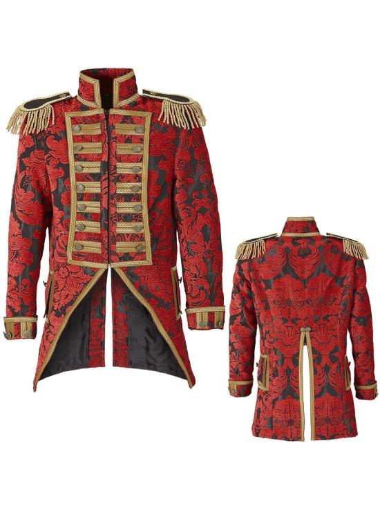 Fraque luxuoso em jacquard vermelho para adulto
