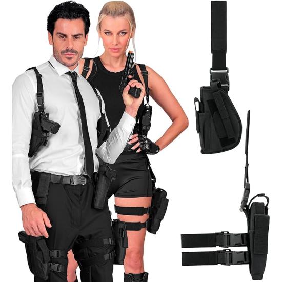 Coldre tático para fantasias de polícia, SWAT, militares e agentes secretos, direito ou esquerdo