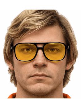 Óculos amarelos estilo anos 70 do Jeffrey Dahmer para fantasia unissex de adulto
