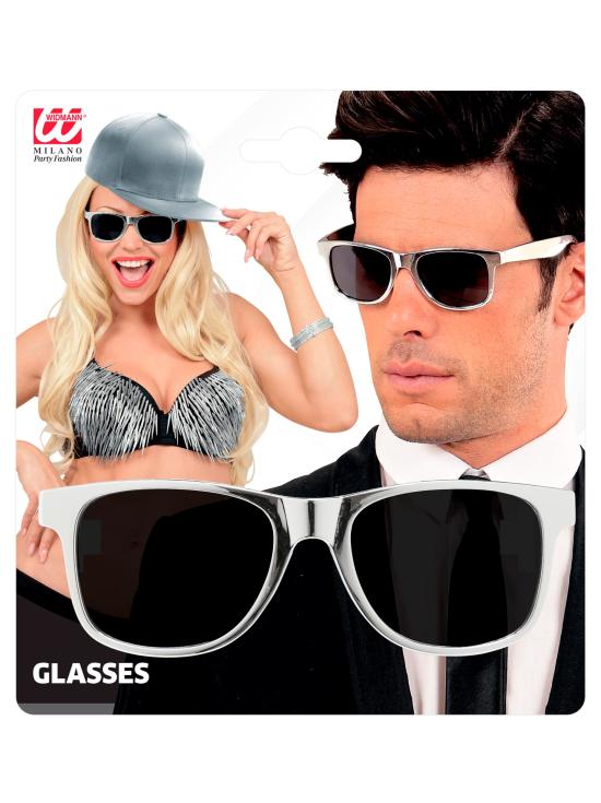 Óculos de festa prateados e dourados