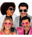 Óculos de festa com strass e cristais coloridos