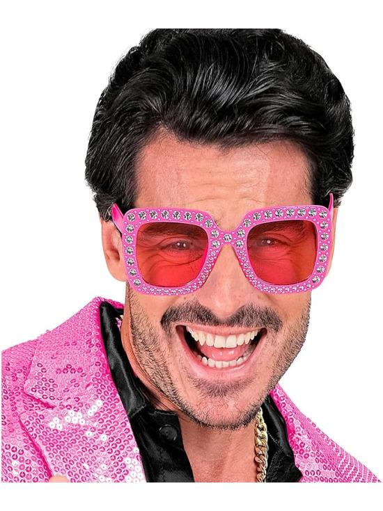 Óculos de festa com strass e cristais coloridos
