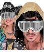 Óculos de sol espelhados com tachas e strass – Prata ou dourado – Acessório para carnaval e festivais