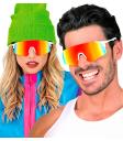 Óculos com lentes espelhadas arco-íris