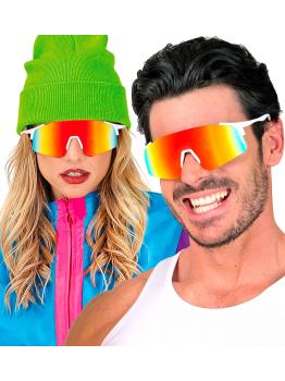 Óculos com lentes espelhadas arco-íris