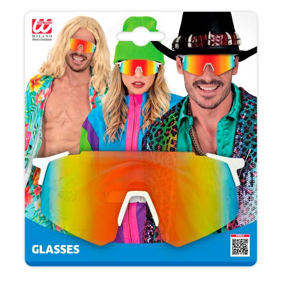 Óculos com lentes espelhadas arco-íris