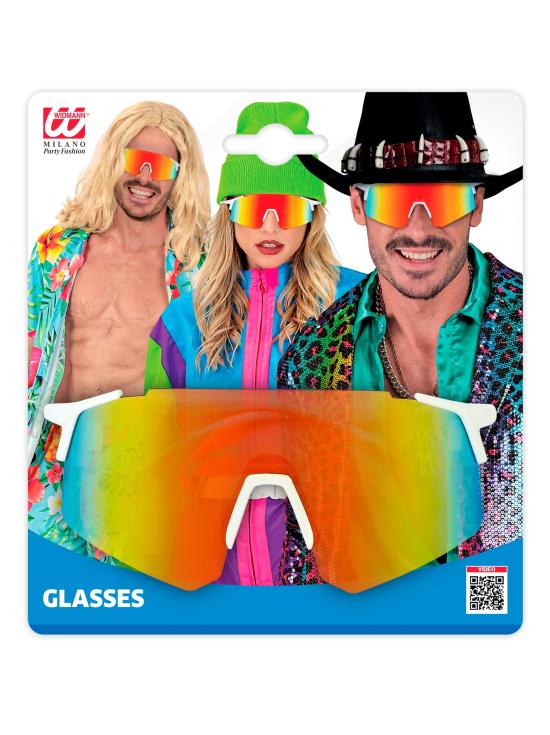 Óculos com lentes espelhadas arco-íris