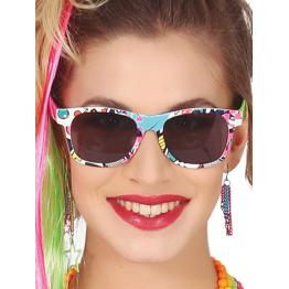 Óculos multicoloridos dos anos 80