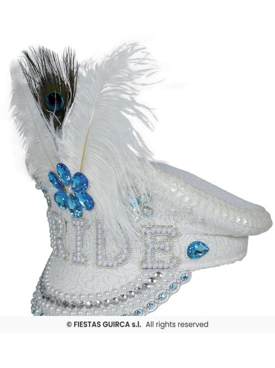 Boné de Noiva com Penas e Strass (Tamanho Único) - Acessório de Fantasia para Festas
