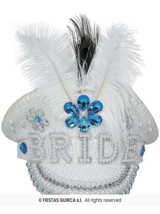 Boné de Noiva com Penas e Strass (Tamanho Único) - Acessório de Fantasia para Festas