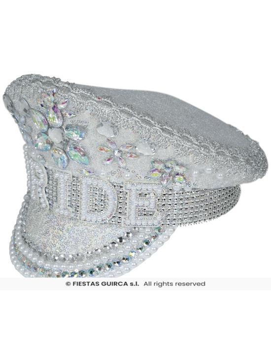 Touca de Noiva Prateada com Strass (Tamanho Único)