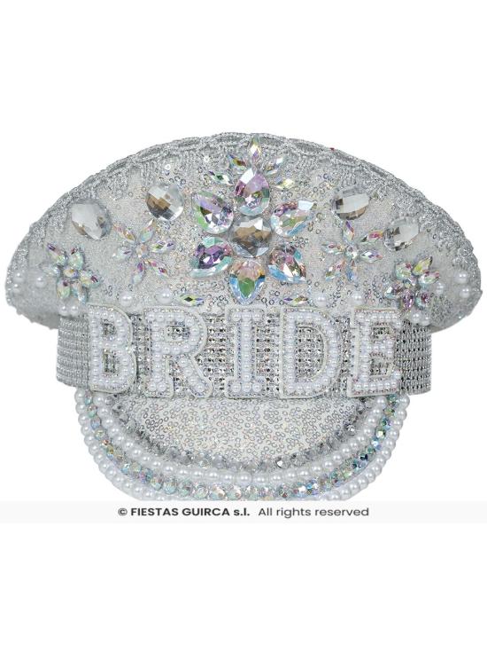 Touca de Noiva Prateada com Strass (Tamanho Único)