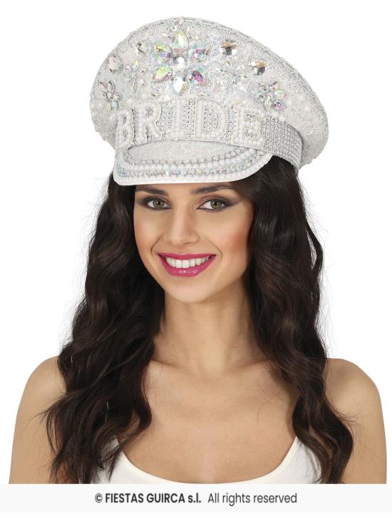 Touca de Noiva Prateada com Strass (Tamanho Único)