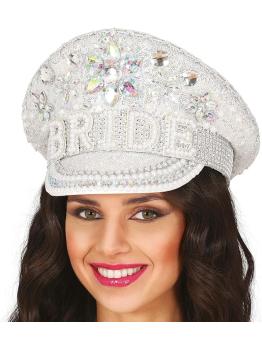 Touca de Noiva Prateada com Strass (Tamanho Único)