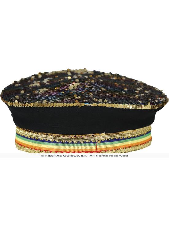 Boné de polícia multicolorido com strass – acessório de fantasia para festas de orgulho e comemorações