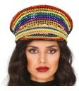 Boné de polícia multicolorido com strass – acessório de fantasia para festas de orgulho e comemorações