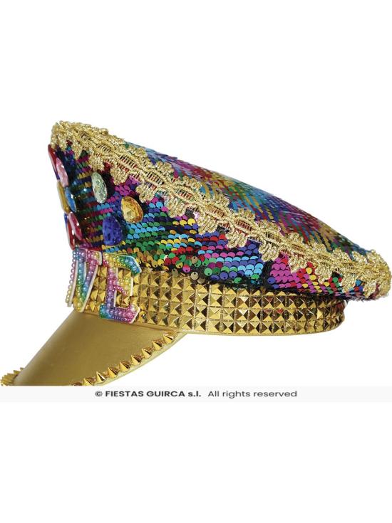 Boné Love Police dourado com strass (tamanho único)