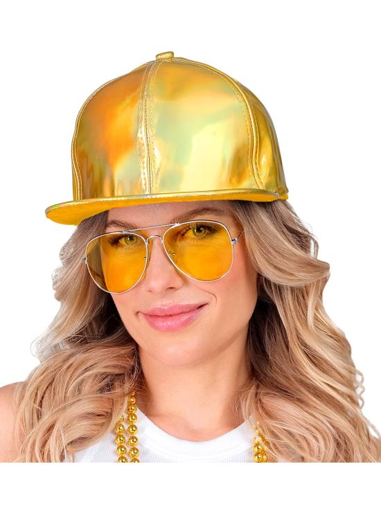 Boné Holográfico Dourado - Acessório de Fantasia Moderno e Original