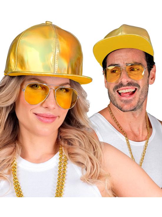 Boné Holográfico Dourado - Acessório de Fantasia Moderno e Original