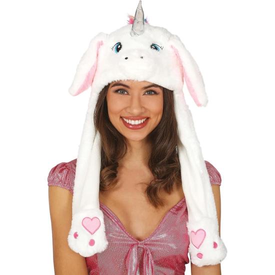 Chapéu de Unicórnio Branco com Orelhas Móveis