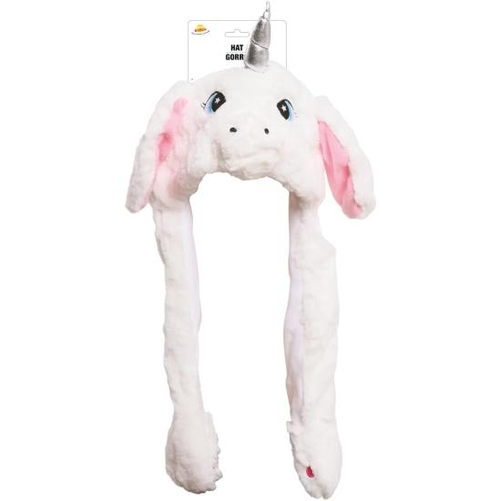 Chapéu de Unicórnio Branco com Orelhas Móveis