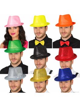 Chapéu de gangster com lantejoulas para adultos