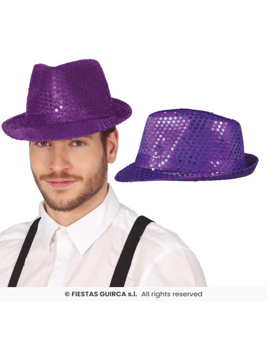 Chapéu de gangster com lantejoulas para adultos